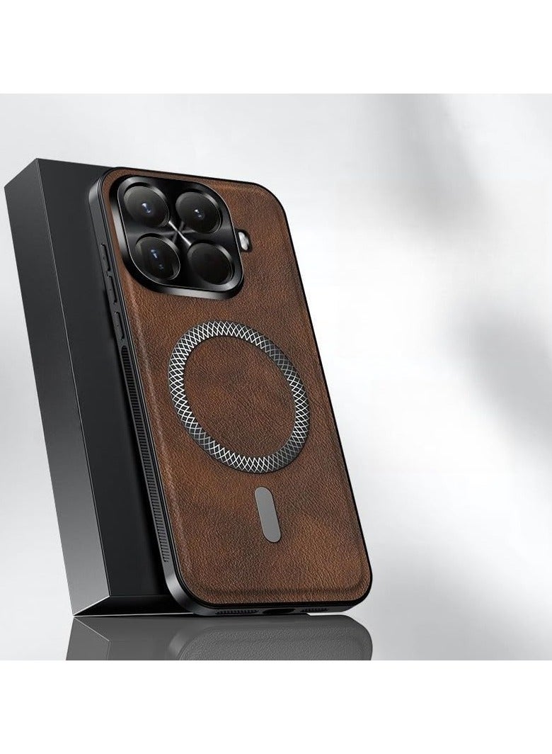 عام **غطاء واقي مغناطيسي، متوافق مع هاتف Xiaomi Mi 15T Pro - غلاف جلد طبيعي [يدعم الشحن اللاسلكي]، غطاء واقي مقاوم للصدمات لهاتف Xiaomi Mi 15T Pro.**