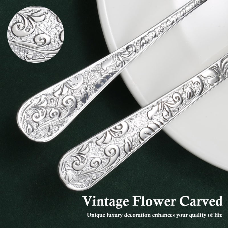 Meythway 40-Piece Vintage Carved Silverware Set for 8, Stainless Steel Flatware Set with Knife/Fork/Spoon, Cutlery Set for Home and Kitchen, Utensil Set with Dishwasher Safe - Image 3
