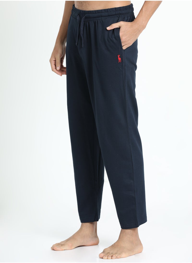 victor and jane - Men's Cotton Pyjama Sets with Round Neck T-shirt in Grey and Black long pants - Image 1