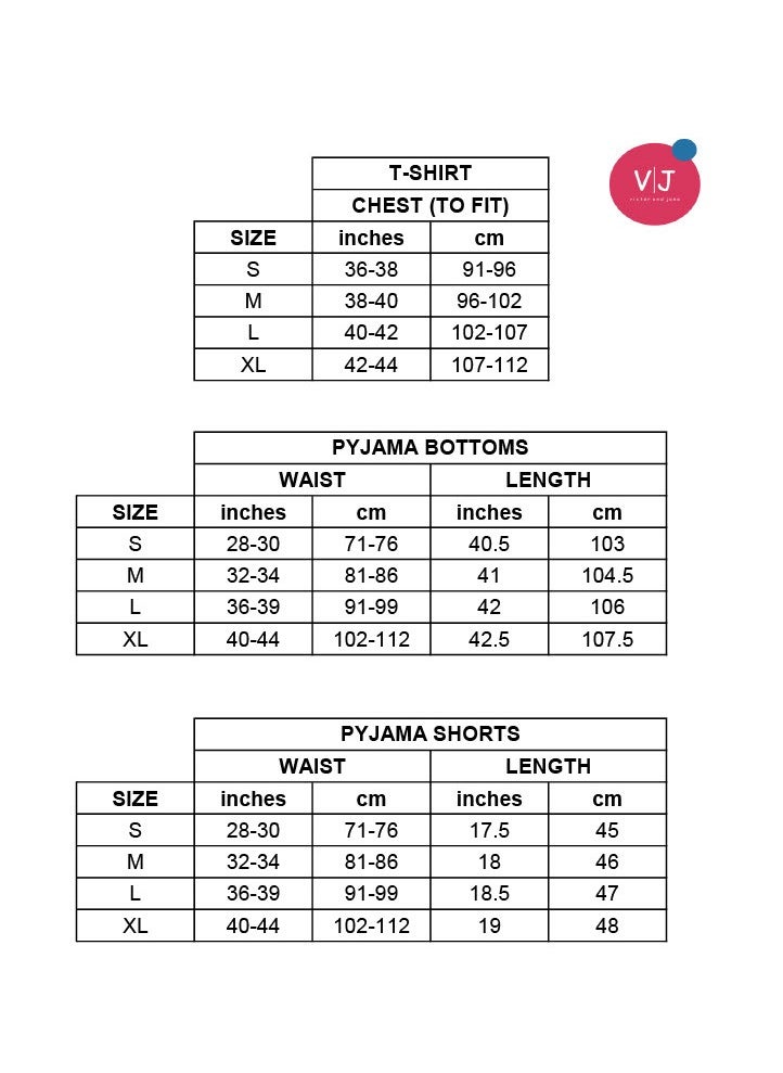 victor and jane - Men's Cotton Pyjama Sets with Round Neck T-shirt in Grey and Black long pants - Image 1