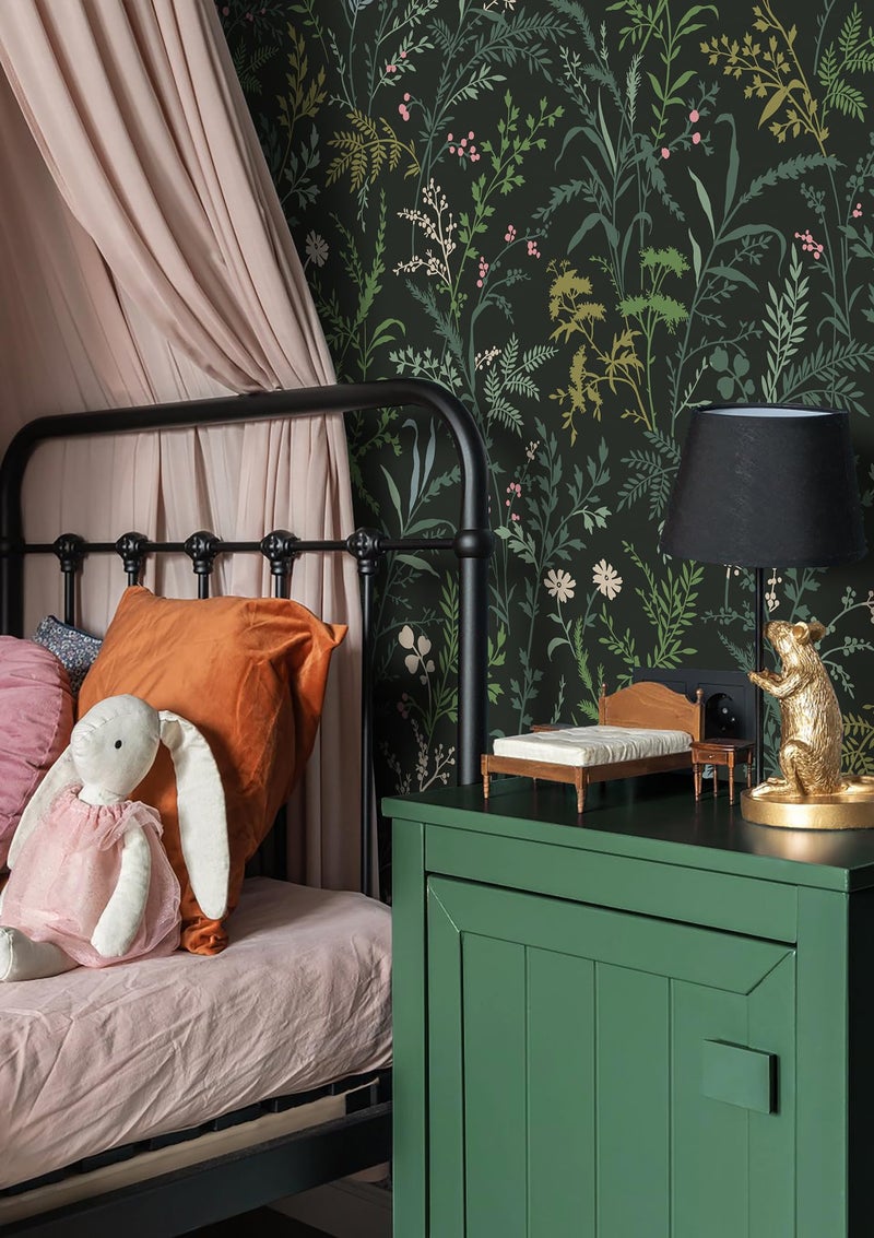 Erfoni 16.9''x118'' Dark Leaf Peel and Stick Wallpaper Boho Removable Wallpaper Floral Leaf Self Adhesive Stick on Wall Paper Modern DIY Contact Paper for Cabinets Accent Wall Waterproof Vinyl Roll - Image 3
