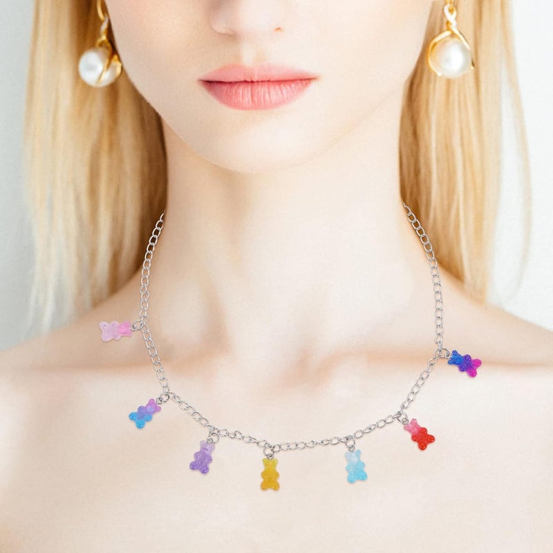 klarako Layered Chain Necklace Y2k Statement Pendant Necklace Colorful Beaded Lock Butterfly Choker Punk Necklace Jewelry for Teen Girls Woman 2000s Aesthetic Necklaces - Image 2