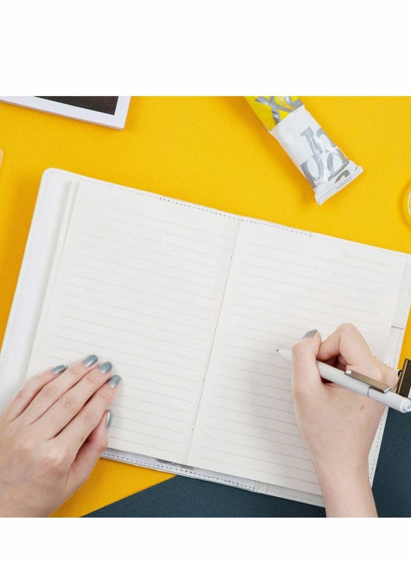 Lock Diary Leather Locking Journal Writing Notebook Vintage Planner Agenda Personal Gift for Girls Journal, White - Image 5