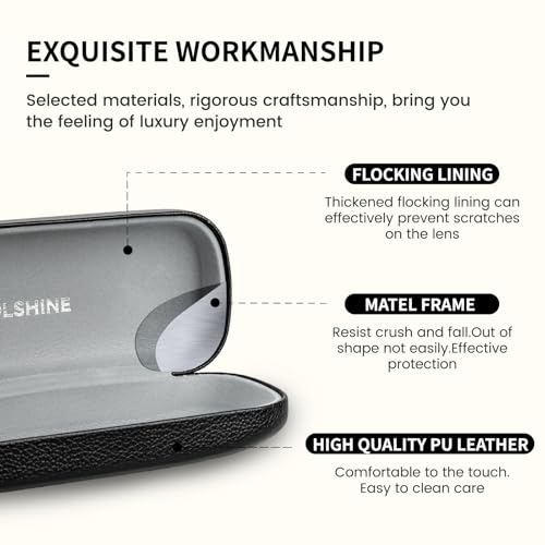 molshine Hard Shell Sunglasses Case, Classic Large Glasses Case for Women Men, Sunglass Eyeglasses (Black) - Image 3