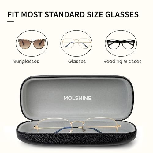 molshine Hard Shell Sunglasses Case, Classic Large Glasses Case for Women Men, Sunglass Eyeglasses (Black) - Image 4