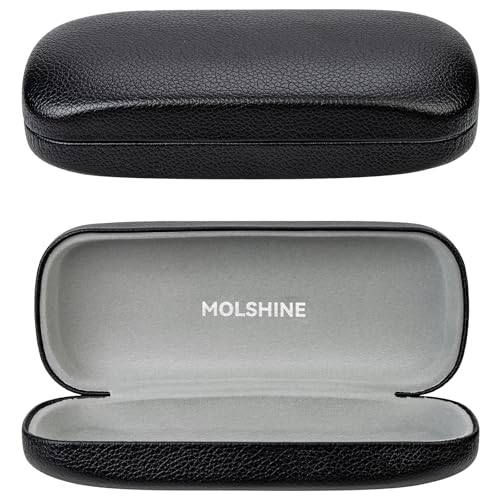 molshine Hard Shell Sunglasses Case, Classic Large Glasses Case for Women Men, Sunglass Eyeglasses (Black) - Image 1