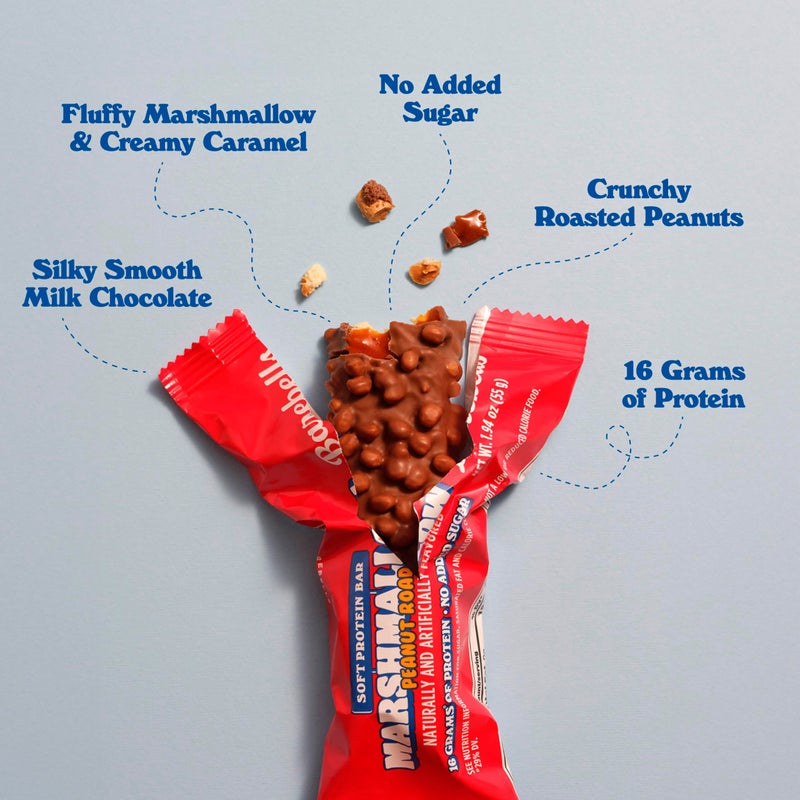 Barebells Soft Protein Bars Marshmallow Peanut Road - 12 Count, 1.9oz Bars - Nutritional Snacks with 16g of High Protein - Fluffy Chocolate Treat with 2g of Total Sugars - Breakfast Bars - Image 2