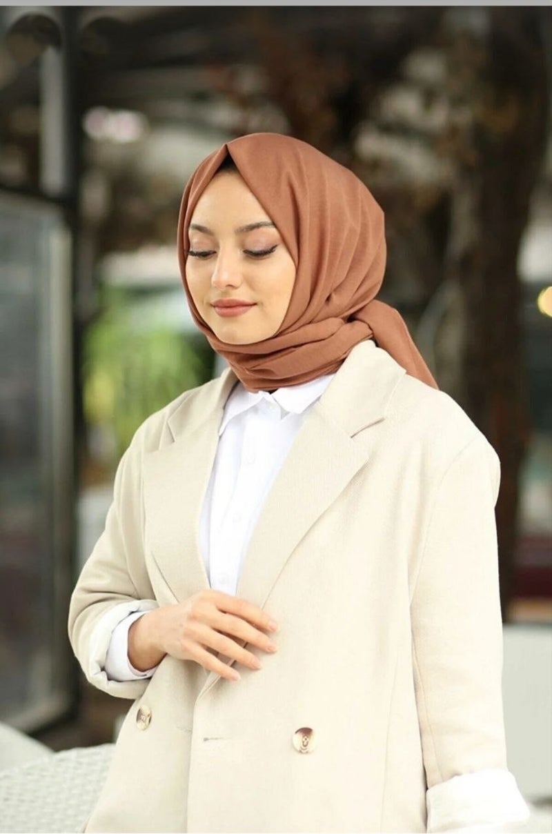 Nil Butik شال جاز من القطن بلون الشوكولاتة من نيل بوتيك  - Image 2
