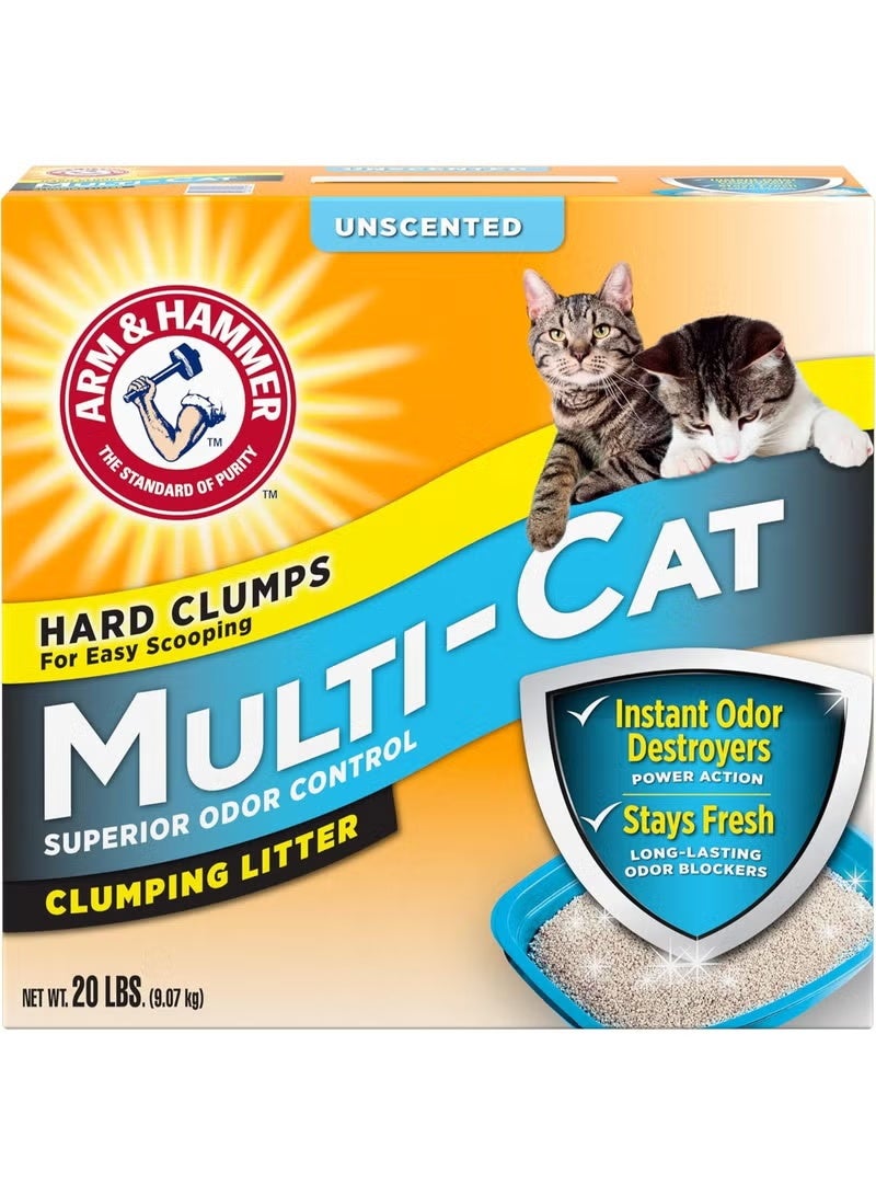 Arm & Hammer Multi - Cat, Unscented Clumping Cat Litter, Superior Odor Control, Hard Clumps For Easy Scooping, Instant Odor Destroyers & Stays Fresh, 9.07kg - Image 1