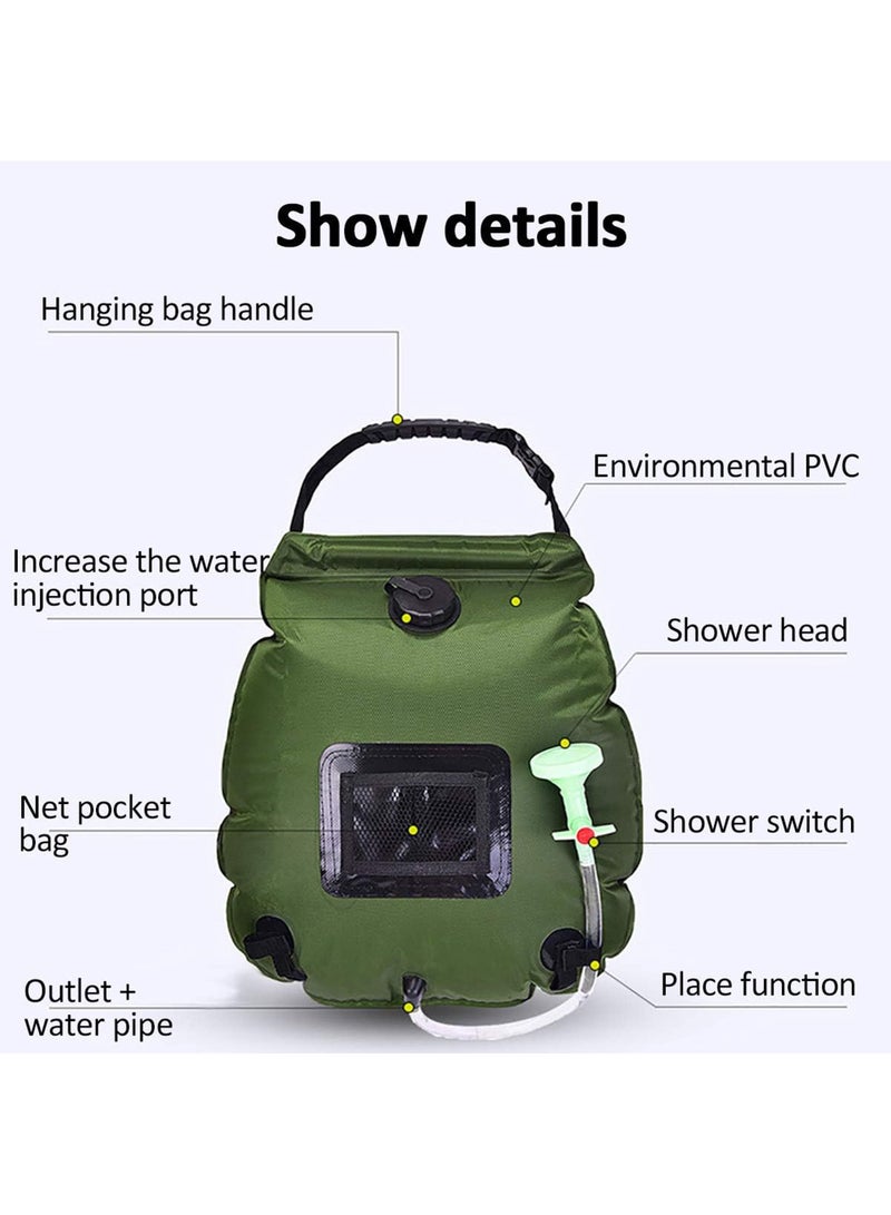 Rock Pow Shower Bag 5 Gallons/20L Portable Camping Shower Bag Solar Bath Bags with Removable Hose and On-Off Switchable Shower Head for Summer Camping Beach Swimming Outdoor Traveling Hiking - Image 4