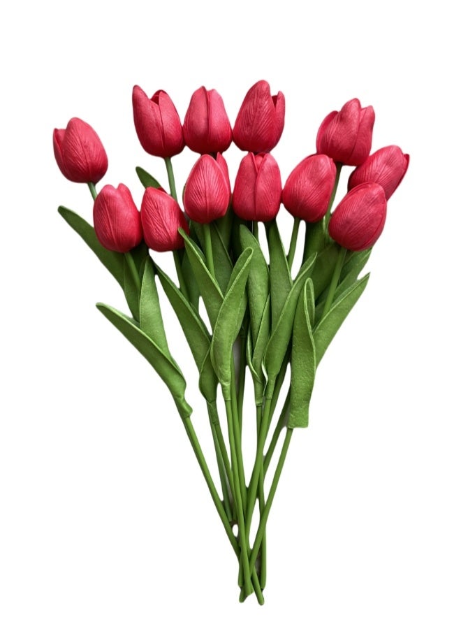 12pcs Artificial Flower Latex Luxury Tulip Bouquet Real Touch Artificial Flowers, Suitable for Wedding, Home Room, Hotel, Event, Valentine's Day, Party, Home Decoration, New Year Gift. - Image 2