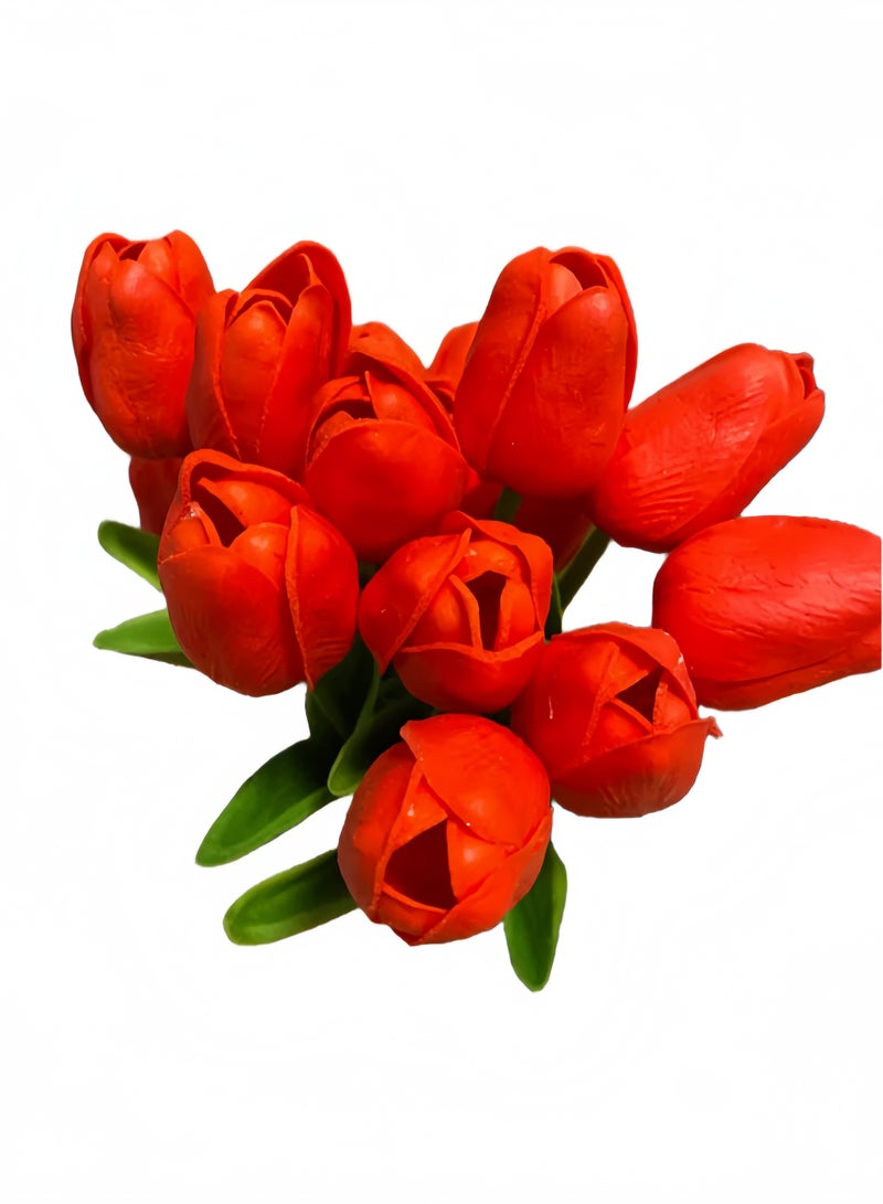 12pcs Artificial Flower Latex Luxury Tulip Bouquet Real Touch Artificial Flowers, Suitable for Wedding, Home Room, Hotel, Event, Valentine's Day, Party, Home Decoration, New Year Gift. - Image 4
