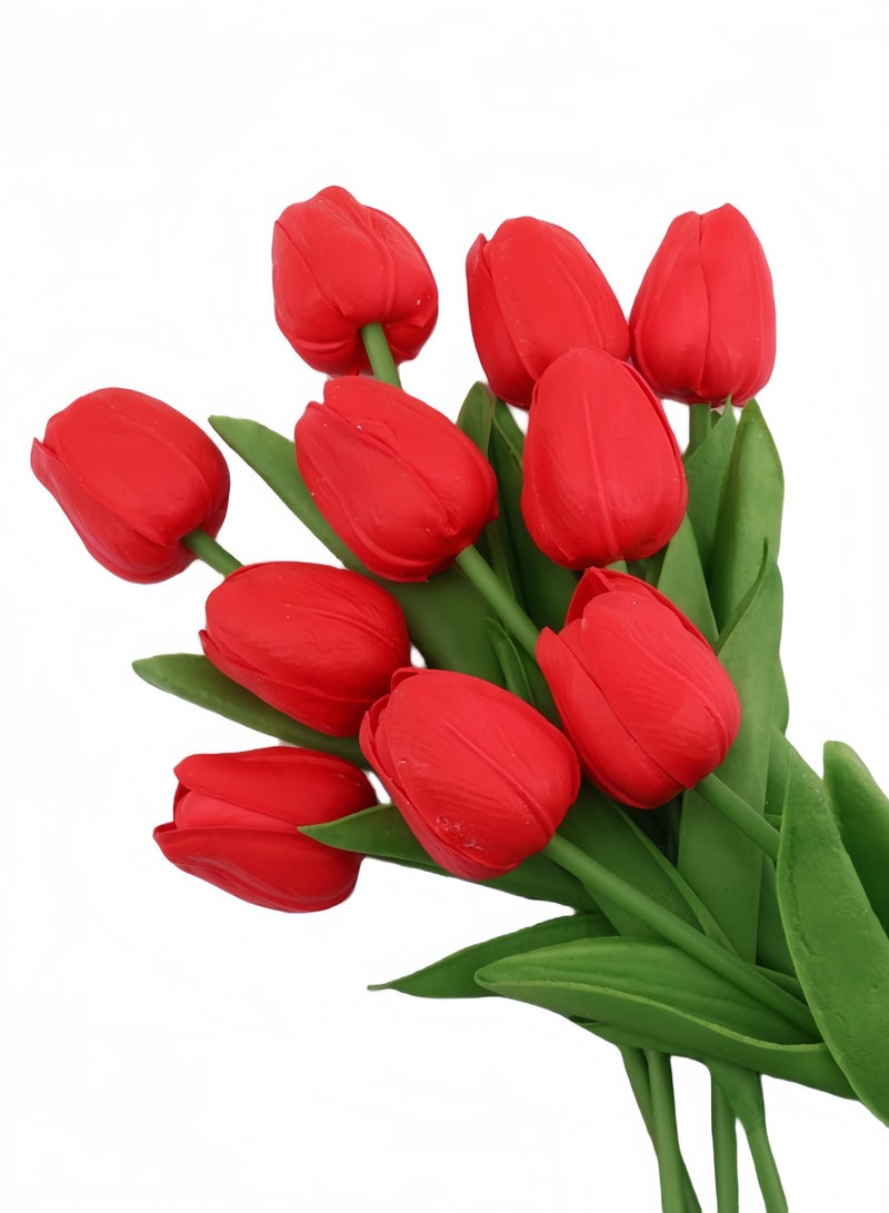 12pcs Artificial Flower Latex Luxury Tulip Bouquet Real Touch Artificial Flowers, Suitable for Wedding, Home Room, Hotel, Event, Valentine's Day, Party, Home Decoration, New Year Gift. - Image 3