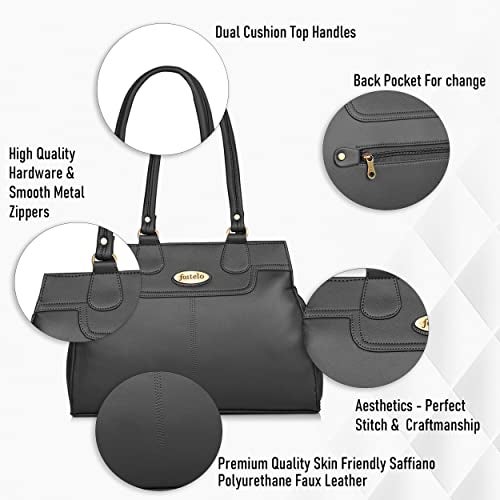 Fostelo Women's Kathleen Satchel Tote Handbag for Women | Ladies Purse | Stylish Shoulder Bag | Gift For Women | Black - Image 2