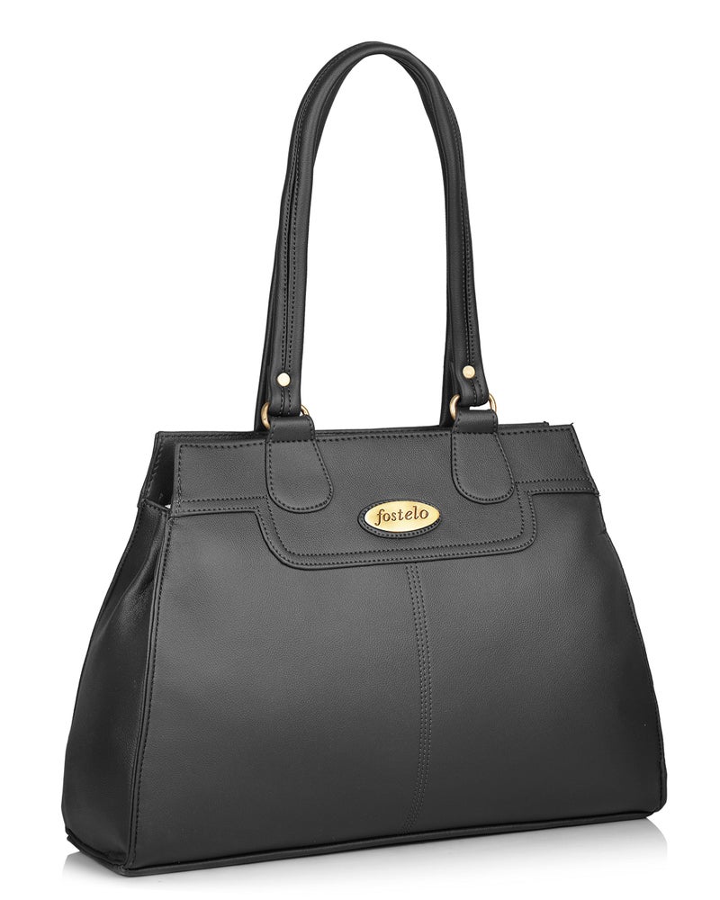Fostelo Women's Kathleen Satchel Tote Handbag for Women | Ladies Purse | Stylish Shoulder Bag | Gift For Women | Black - Image 1