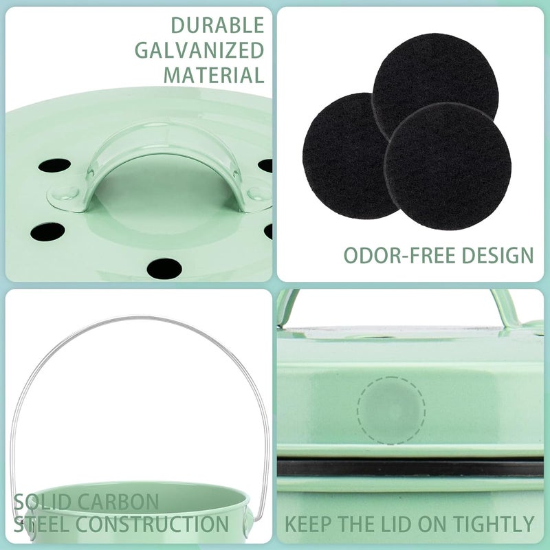 Vipush Compost Bin Kitchen Countertop Composter with lid – Small Compost ContainerI Includes Inner Compost Bucket Liner & Charcoal Filter, Green - Image 4
