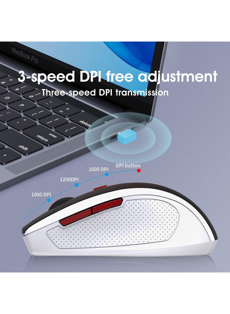 Rock Pow Wireless Mouse Ergonomic PC Mouse with USB Receiver for Computer Laptop Desktop 3 DPI Adjustable Silent Click Comfortable Ergo Mouse 10M Wireless Connection Ultra-fast Scroll  - Image 2