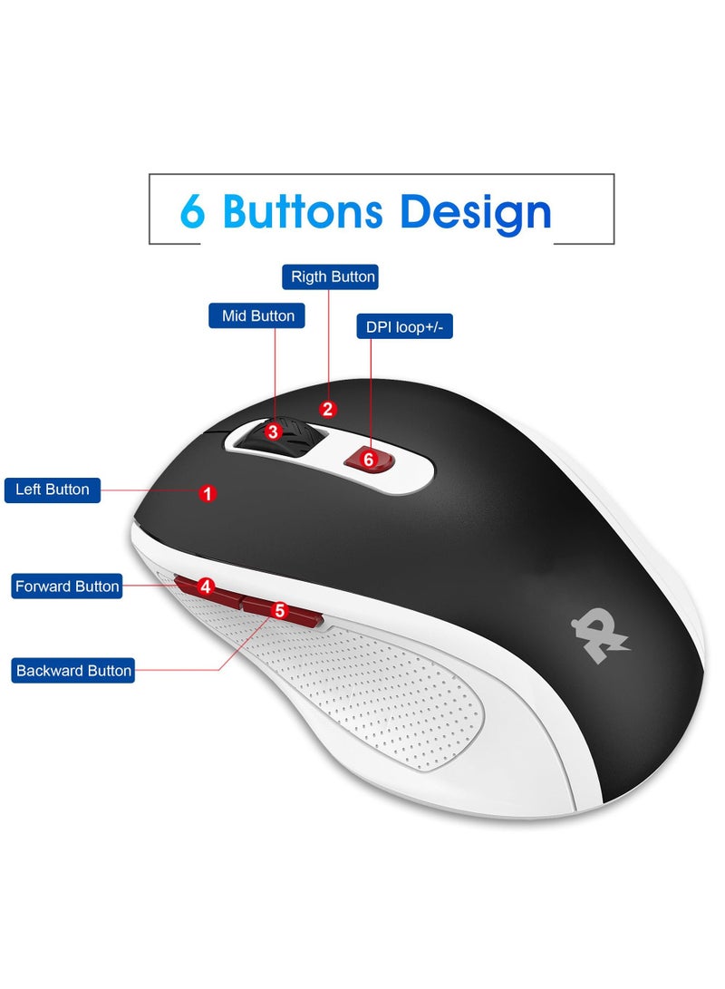 Rock Pow Wireless Mouse Ergonomic PC Mouse with USB Receiver for Computer Laptop Desktop 3 DPI Adjustable Silent Click Comfortable Ergo Mouse 10M Wireless Connection Ultra-fast Scroll  - Image 3