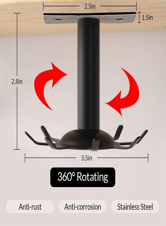 اوسوم حامل أدوات المطبخ Aosome مكون من قطعتين، يُعلق أسفل الخزانة، قابل للدوران 360 درجة، مصنوع من الفولاذ المقاوم للصدأ، مزود بـ 8 خطافات. - Image 2
