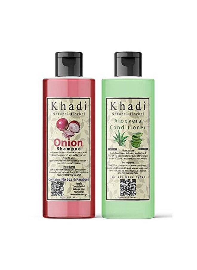 Khadi Natural Herbal - Onion Shampoo And Aloevera Hair Conditioner Combo Pack ( Each 200Ml ) - Image 1