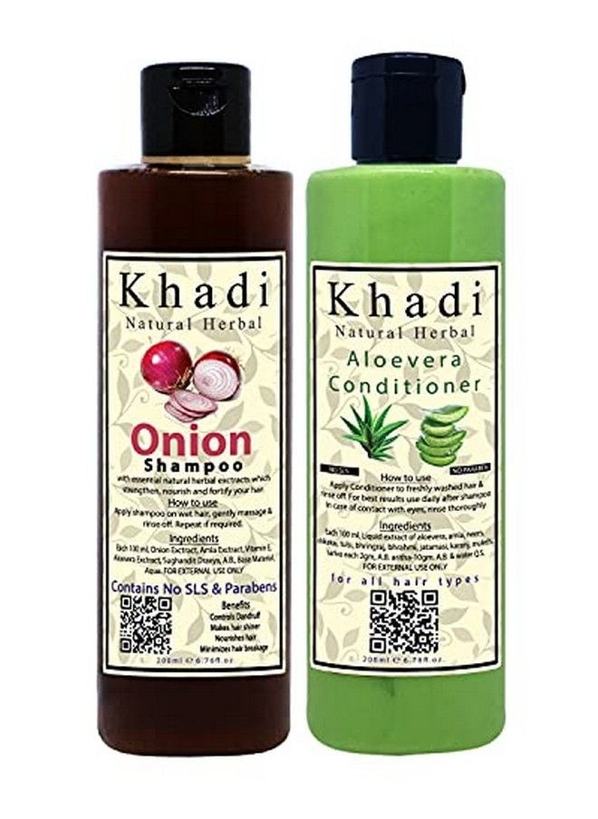 Khadi Natural Herbal - Onion Shampoo And Aloevera Hair Conditioner Combo Pack ( Each 200Ml ) - Image 1