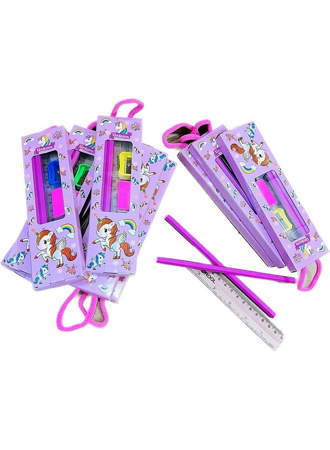 Tera13 Birthday Return Gifts For Kids Stationery Gifts (6 Pcs) Stationary Set Kit For Girls Unicorn Theme Pencil Eraser Sharpener For Kids Return Gifts For Kids Kanjak Gifts, Multicolor - Image 3