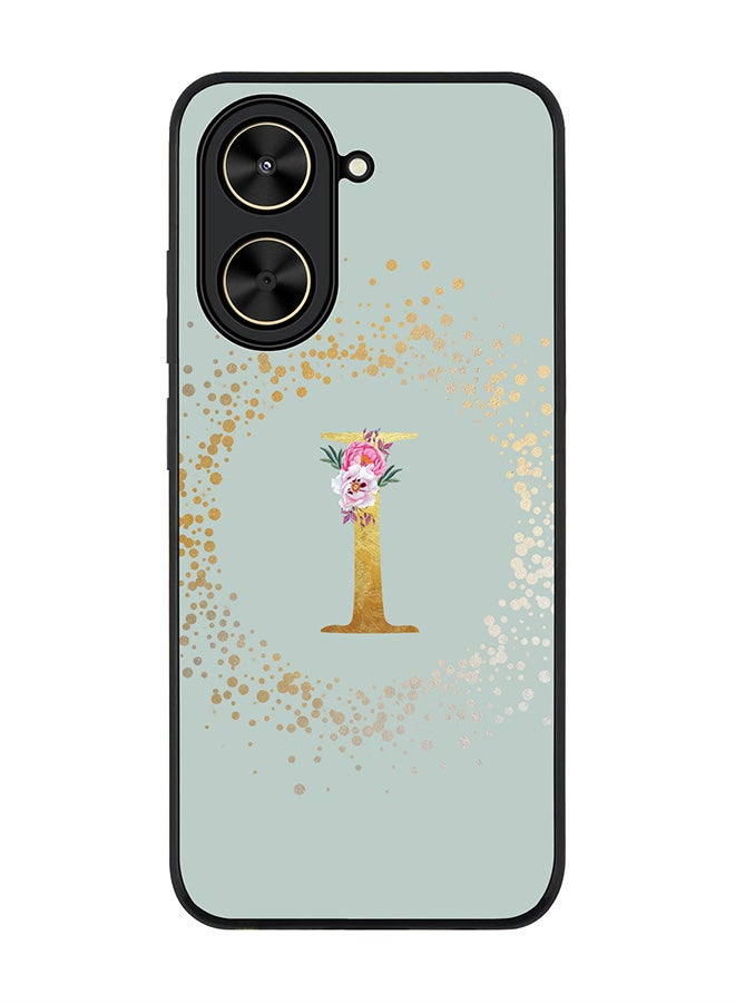 Stylizedd For Xiaomi Poco C71 / Redmi A5 4G Case,Slim fit Camera Protection, Shockproof Thin Phone cover  - Custom Monogram Floral - I  (Light Grey )