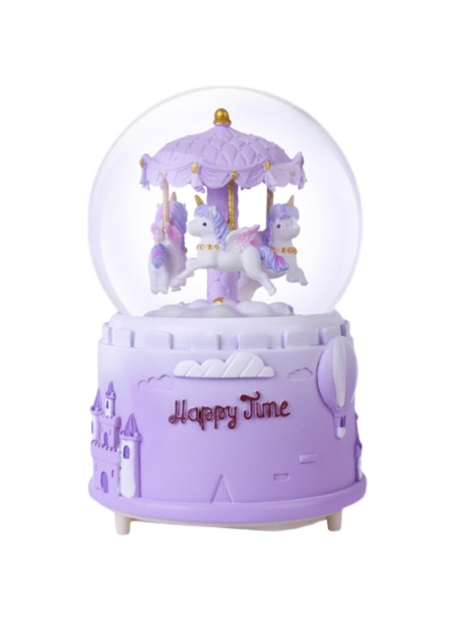 Frozen Elsa Princess Crystal Ball Ornament Music Box Music Box Children's Elsa Birthday Gift Little Girl-Color:Purple Mocha Girl Automatic Snow Music + Lighting - Image 5