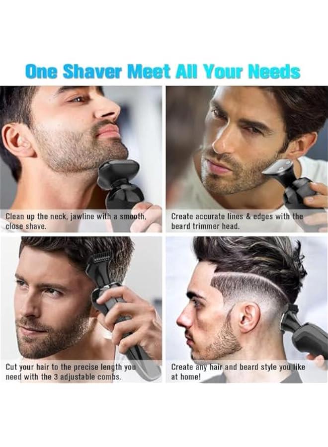 BWSJ Electric Shaver for Face, Mens Electric Razor, 4 in 1 Dry Wet Waterproof Rotary Shaver Razors, Cordless USB  Shaving for Traveling - Image 4