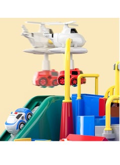 Hanayo Wheels Track Set with 4 Toy Car Set Multi-Lane Preschool Educational City Rescue Cartoon Car Race Track Big Adventure Puzzle Rail Car Coasting Magnetic Slot Toys For Kids  - Image 2