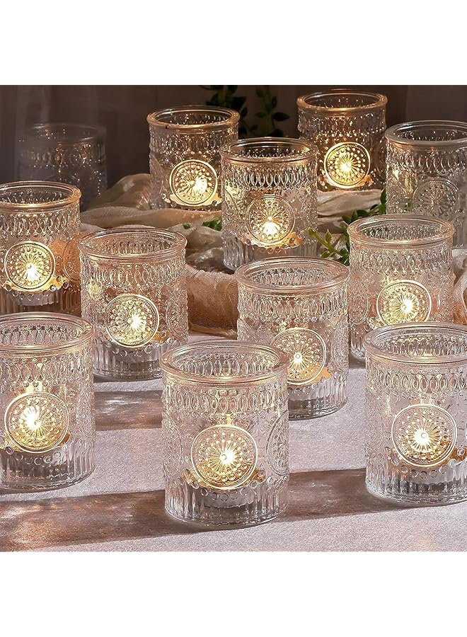 The Bros 24pcs Clear Glass Votive Candle Holders, Vintage Candle Holder for Votives&Tea Lights&Floating Candles, Wedding Decorations for Receptions, Fall Wedding Christmas - Image 1