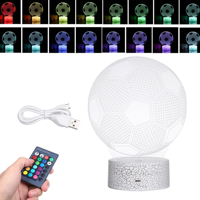 3D Soccer Led Night Light Illusion Lamp Color Changing Lights Bedside Table Desk Lamp with Touching & Remote Control for Kids Gifts Home Decoration - Image 1