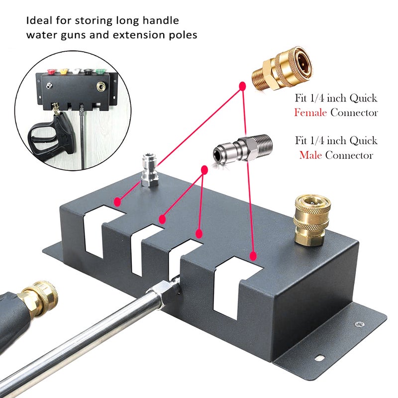 Pressure Washer Holder Wall Mounted Foam Cannon Holder Storage Rack for Foam Cannon, Pressure Washer Nozzle Tip and Pressure Wand Extension - Image 5