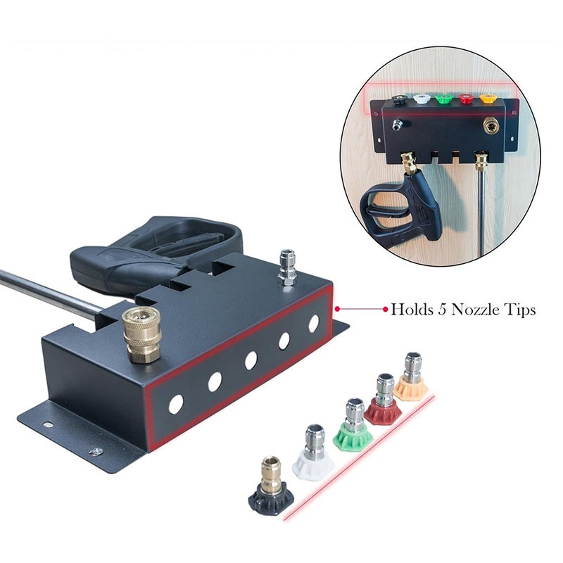 Pressure Washer Holder Wall Mounted Foam Cannon Holder Storage Rack for Foam Cannon, Pressure Washer Nozzle Tip and Pressure Wand Extension - Image 3
