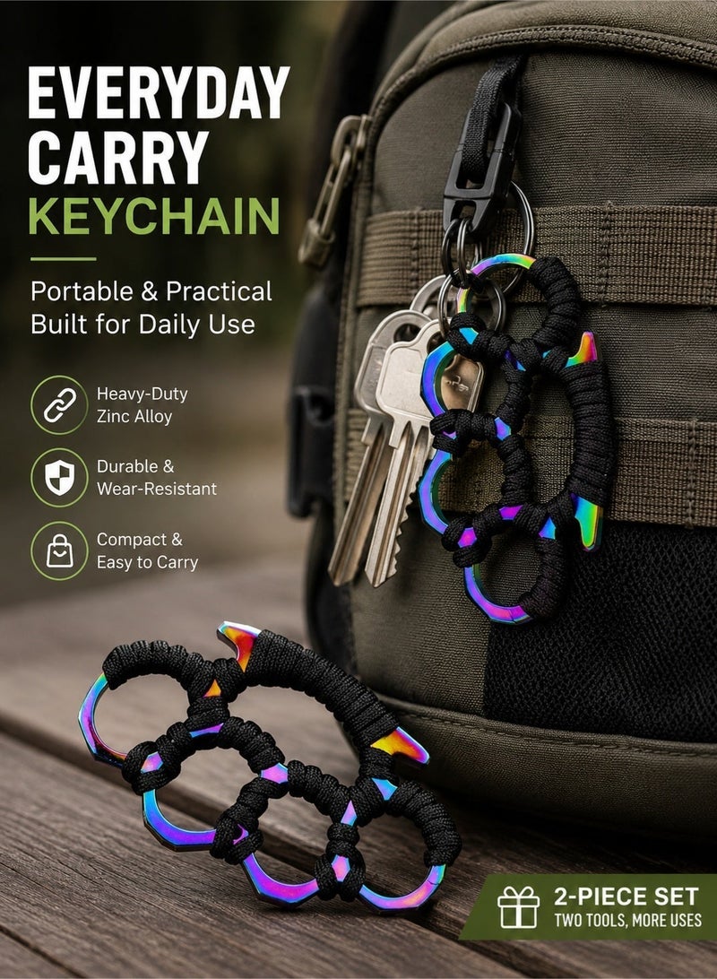 MaWadda 2PCS Heavy Duty Zinc Alloy Multi-Tool for Outdoor Camping & Hiking - Colorful Survival Gear Keychain for Tents, Hammocks, Pet Leashes & Everyday Carry - Image 3