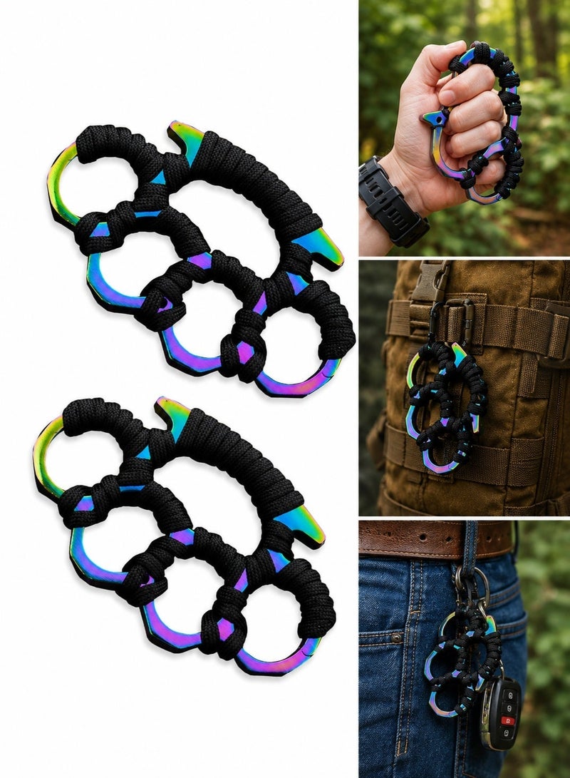 MaWadda 2PCS Heavy Duty Zinc Alloy Multi-Tool for Outdoor Camping & Hiking - Colorful Survival Gear Keychain for Tents, Hammocks, Pet Leashes & Everyday Carry - Image 1