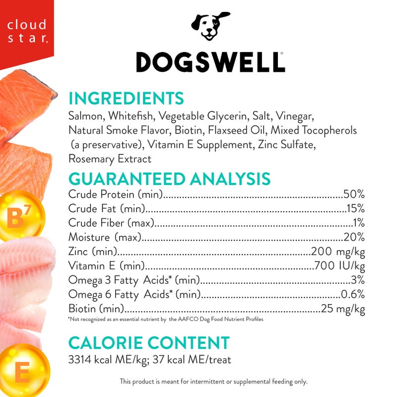 Dogswell Skin & Coat Jerky Dog Treats, Salmon, 10 oz. Bag - Image 2