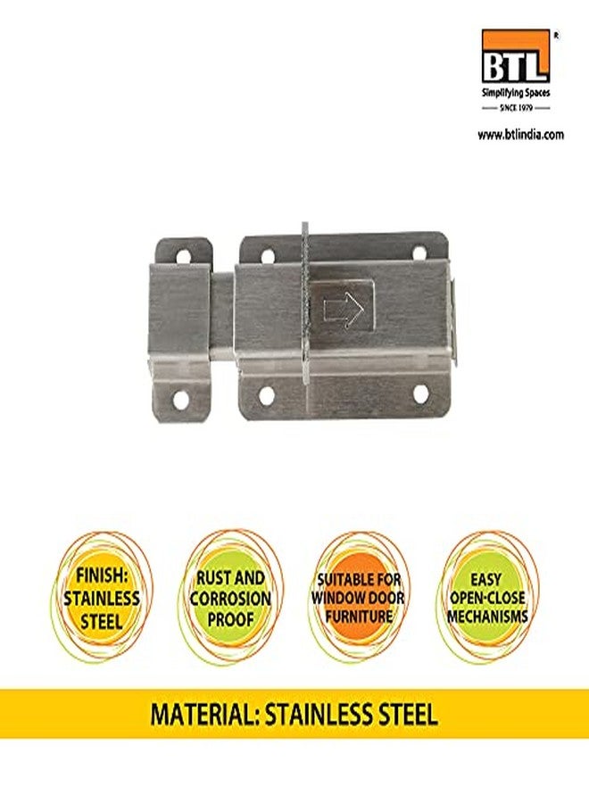 BTL Door Baby Latch (Pack of 1) (Door Security Latch) (Tower Bolt) (for Home, Bathroom, Kitchen,Office) (Stainless Steel) (BDF-BL-3) - Image 2