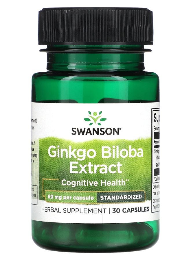 SWANSON Ginkgo Biloba Extract Standardized 60 mg 30 Capsules