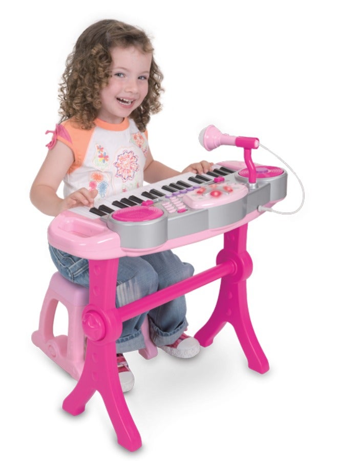 WinFun Winfun Keyboard Rock Star Set – 37-Key Musical Toy with Lights, Mic, DJ Pad & Stand | 8 Rhythms, 5 Drum Sounds, Tempo Control, 60 x 10 x 44 cm | Interactive Educational Toy for Kids Ages 3 Years+  - Image 4