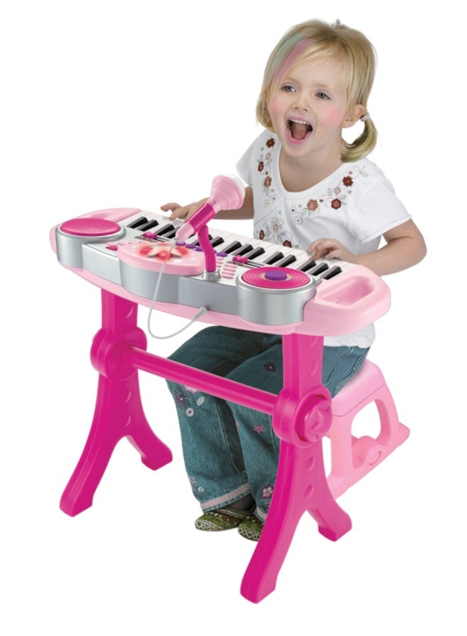 WinFun Winfun Keyboard Rock Star Set – 37-Key Musical Toy with Lights, Mic, DJ Pad & Stand | 8 Rhythms, 5 Drum Sounds, Tempo Control, 60 x 10 x 44 cm | Interactive Educational Toy for Kids Ages 3 Years+  - Image 2
