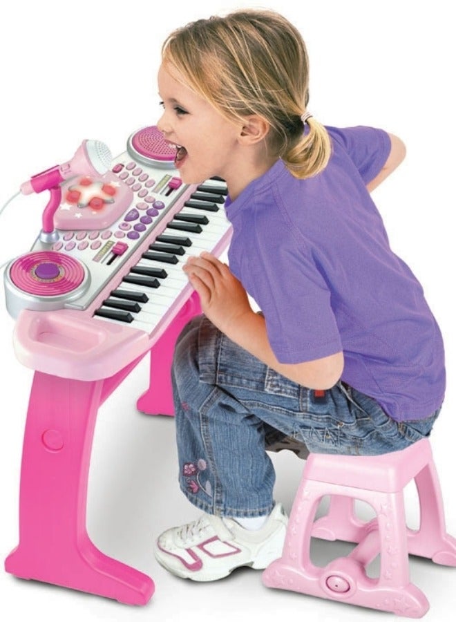 WinFun Winfun Keyboard Rock Star Set – 37-Key Musical Toy with Lights, Mic, DJ Pad & Stand | 8 Rhythms, 5 Drum Sounds, Tempo Control, 60 x 10 x 44 cm | Interactive Educational Toy for Kids Ages 3 Years+  - Image 3