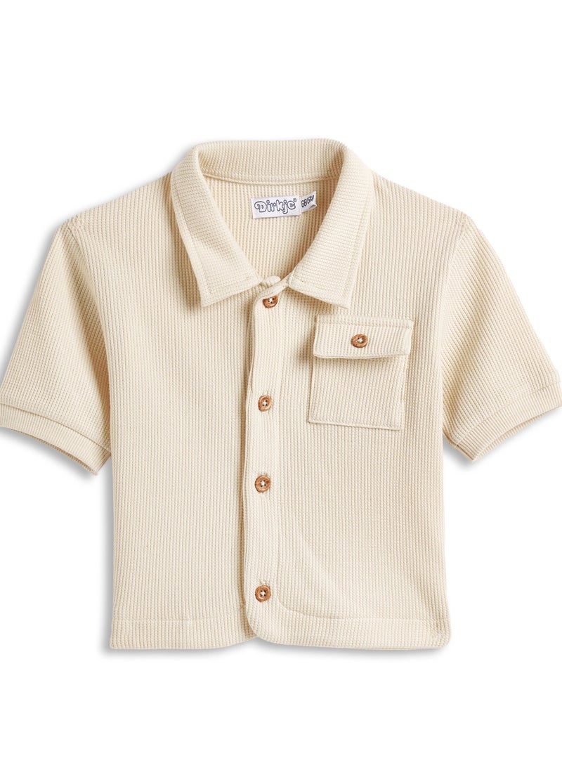 Dirkje Boys Set - Short sleeve Shirt & Matching shorts in Textured Fabric - Image 3