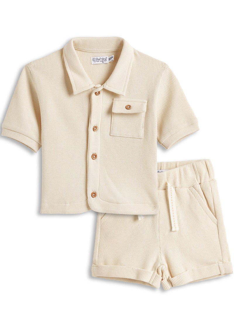 Dirkje Boys Set - Short sleeve Shirt & Matching shorts in Textured Fabric - Image 2