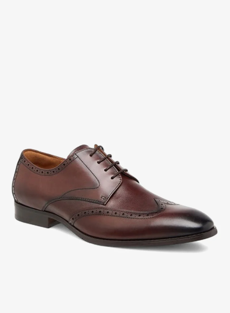 DUCHINI Men's Perforated Derby Shoes with Lace-Up Closure