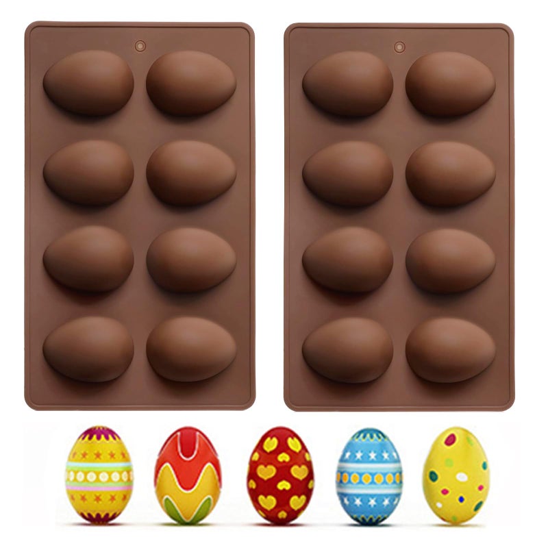 EchoDone Egg Shape Soap Mold Non Stick Silicone Half Egg Mold for Soap Making, Truffles Chocolate, Candy, Jelly, Desserts, Ice Tray Backing Set Cake Mould 2 Packs - Image 1