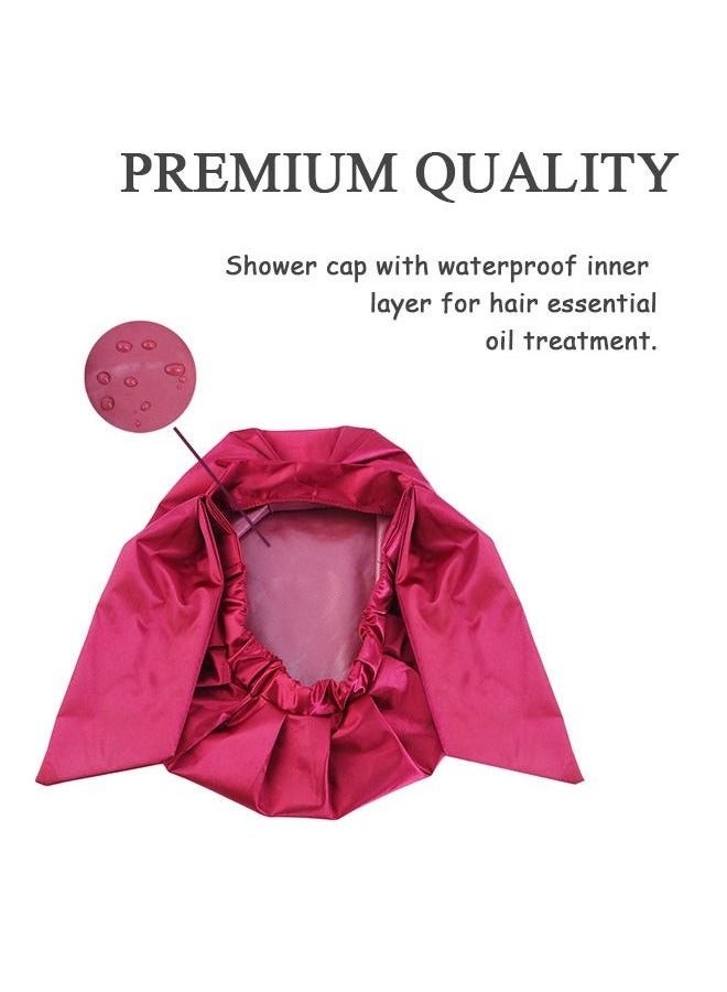 Loquat Satin Bonnet Tie Knot Shower Cap, Adjustable Elastic Tie Hair Care Sleep Caps, Hair Cover Bonnet Caps for Sleep Shower (Red) - Image 4