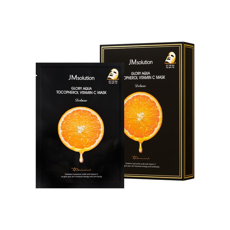 JMsolution Glory Aqua Tocopherol Vitamin C Facial Mask Hyaluronic acidsVitamine C E Moisture Hydrating elasticity care skin vitality for all skin type Korean Skin care