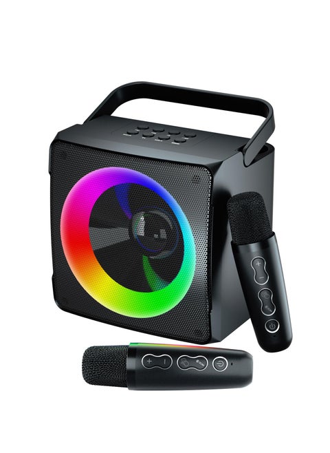 Karaoke Machine with 2 Wireless Microphones, Bluetooth Speaker with Party Lights