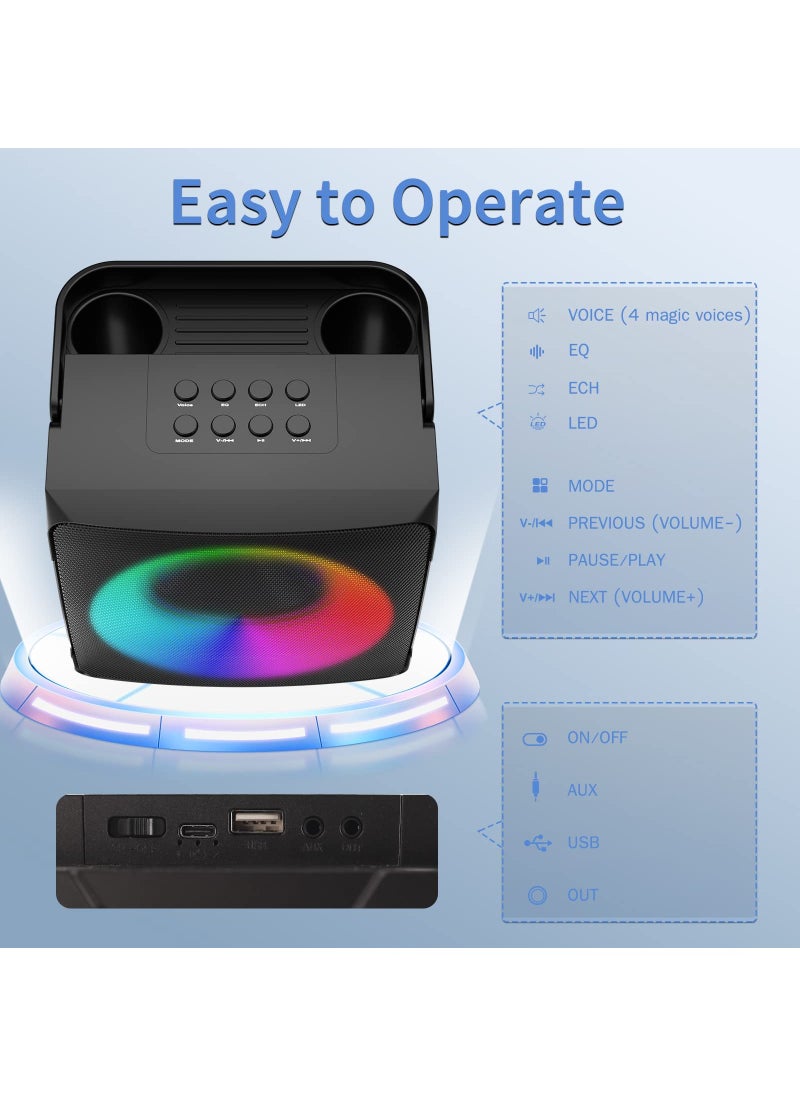 SDRD - Karaoke Machine with 2 Wireless Microphones, Bluetooth Speaker with Party Lights - Image 1